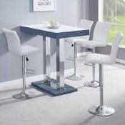 RRP £300 - 'Caprice' Grey High Gloss Bar Table With Glass Top