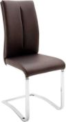 RRP £400 - New 'Tavis' 4 Brown Dining Chairs In Faux Leather