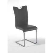 RRP £400 - New 'Pavo' 4 Black Dining Chairs In Faux Leather