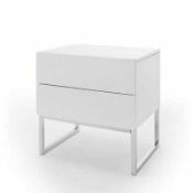 RRP £130 - 'Strada' White High Gloss 2 Drawer Bedside Cabinet