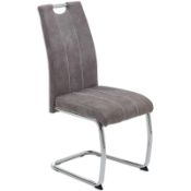 RRP £400 - New 'Pavo' 4 Grey Dining Chairs In Faux Leather