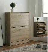 RRP £125 - Hoskin 2 Door Sandoak Shoe Cabinet