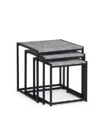 RRP £80 - New 'Staten' Black/Concrete Nest Of 3 Tables