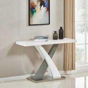 RRP £250 - 'Axara' Console Table In White And Grey High Gloss