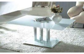 RRP £250 - White 'Arctic' Coffee Table With Glass Top