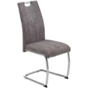 RRP £400 - New 'Tavis' 4 Grey Dining Chairs In Faux Leather