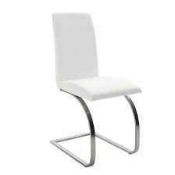 RRP £200 - New 'Maui' 2 White Dining Chairs With Silver Finish Legs
