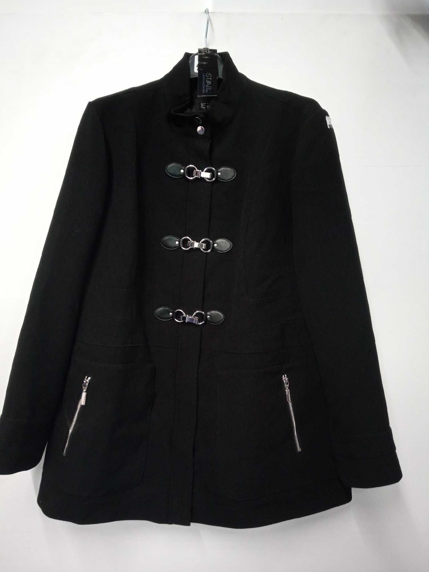 RRP £100 Star By Julien Mcdonald Long Black Cotton Fabric Coat