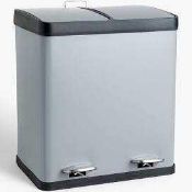 RRP £80 Boxed John Lewis 2 Section Grey Powder Coated Pedal Bin