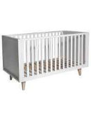 RRP £180 Boxed Trolly Scandy Cot In White/Wood