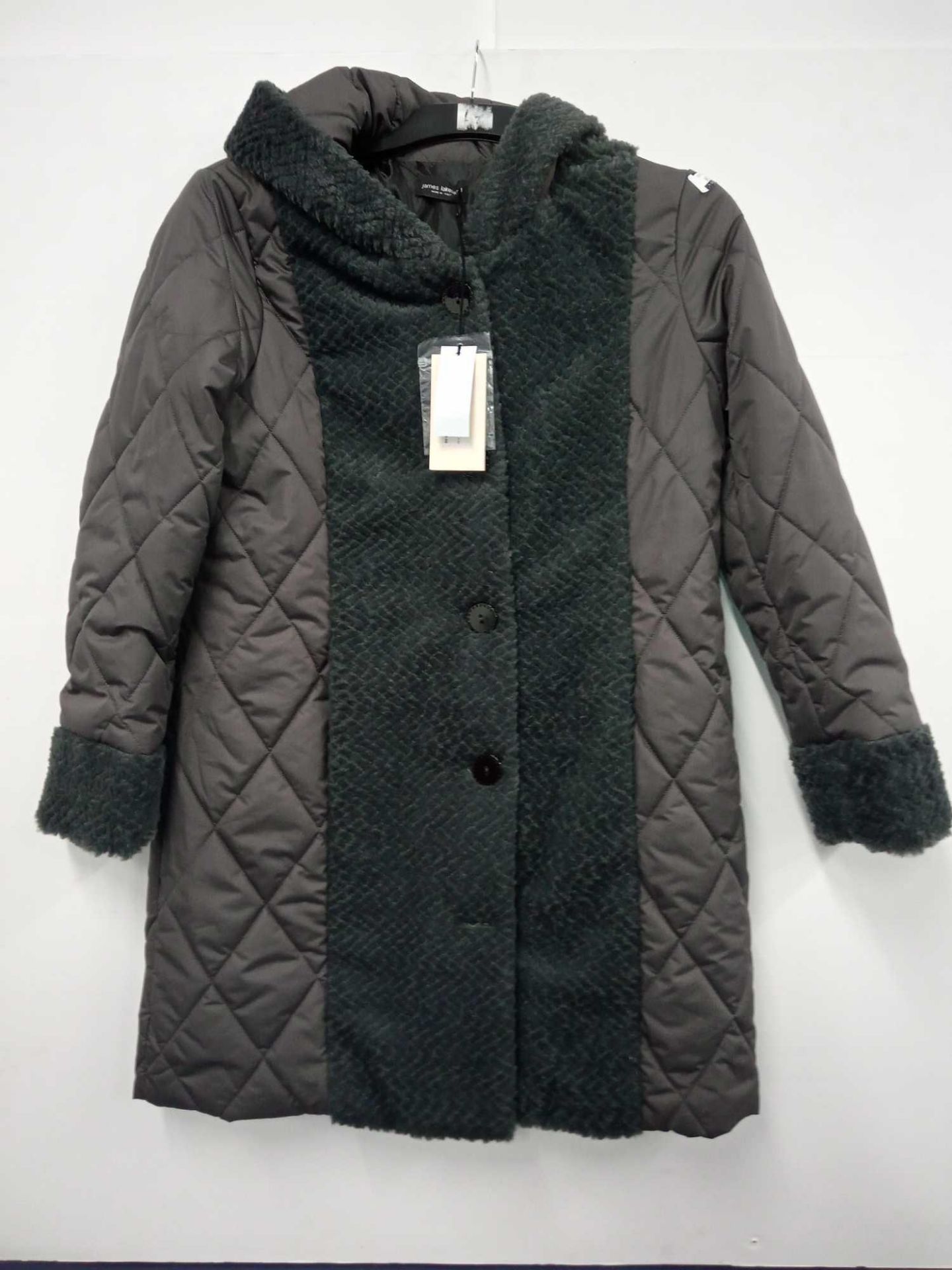 RRP £300 James Lakeland Eco Front Fur Puffa Coat Grey