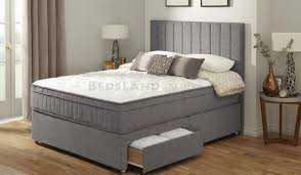 RRP £1200 King-Size Divan Grey Bed With Headboard And Luxurious King-Size Mattress