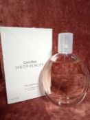 RRP £55 Boxed 100Ml Tester Bottle Of Calvin Klein Sheer Beauty Eau De Toilette