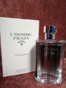 RRP £70 Boxed 100Ml Tester Bottle Of Prada L'Homme Edt Spray