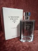 RRP £80 Boxed 100Ml Tester Bottle Of Prada L'Homme Edt Spray Ex-Display