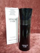 RRP £75 Boxed 75Ml Tester Bottle Of Giorgio Armani Code Men Edt Spray