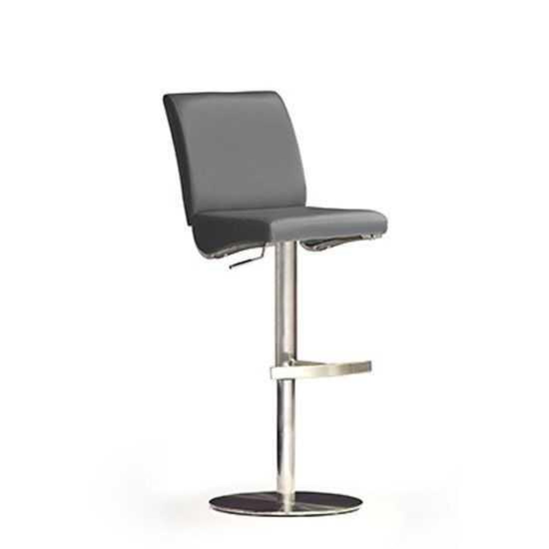 RRP £100 Boxed New Diaz' Barstool In Grey Faux Leather With Chrome Base