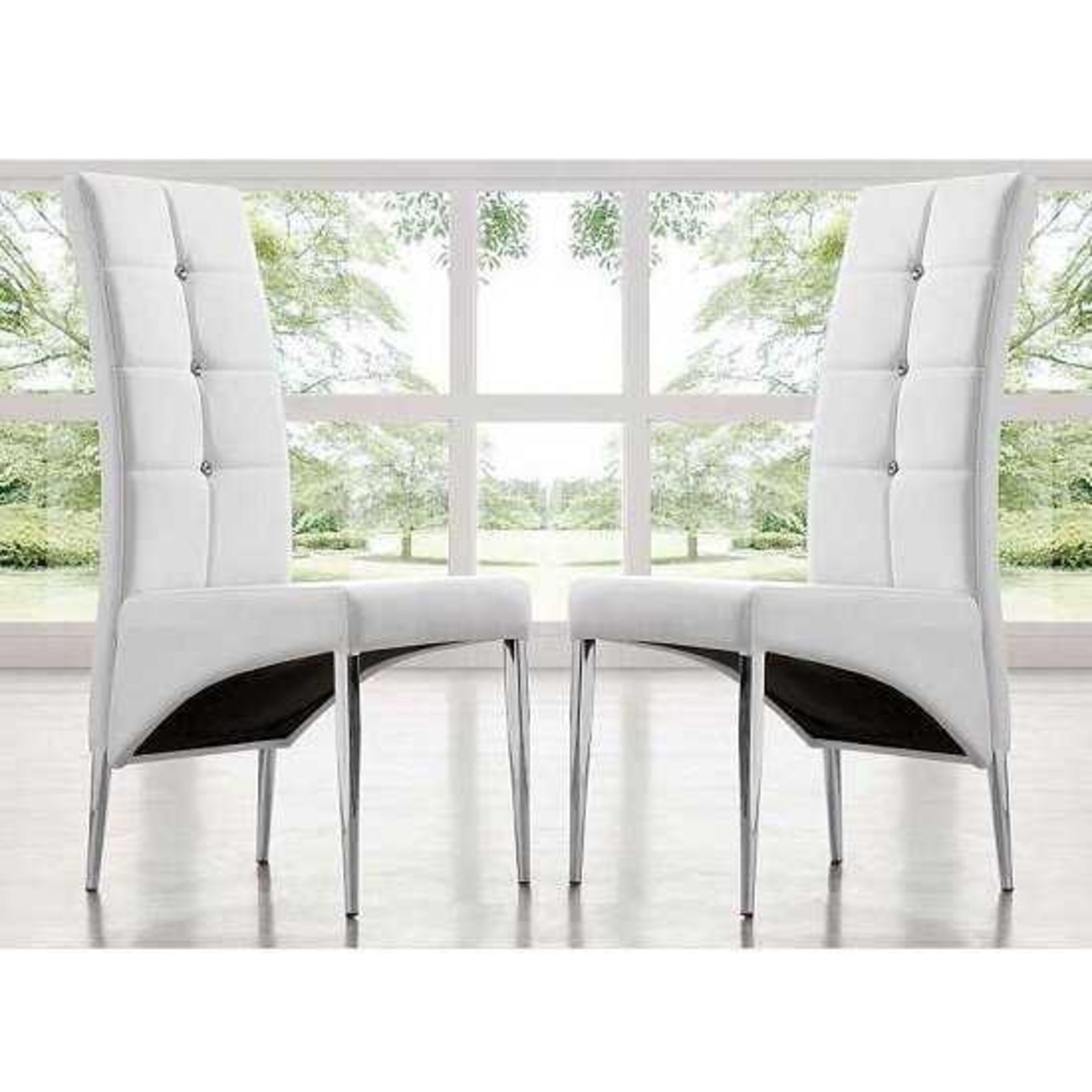 RRP £200 - Boxed New 2 'Vesta' White Dining Chairs