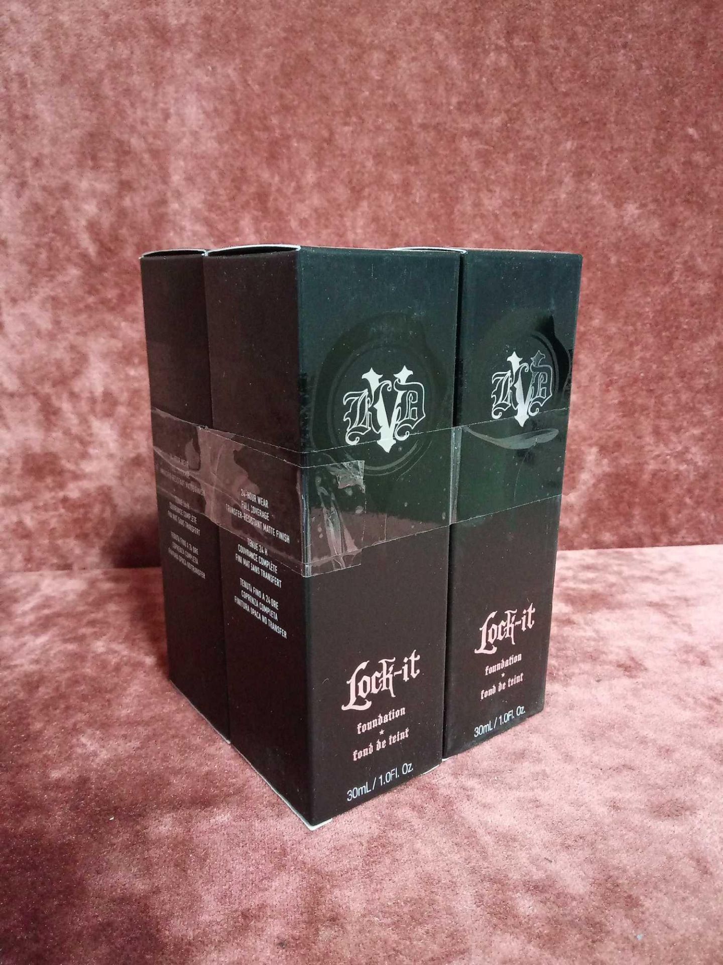 RRP £130 Lot To Contain 4 Brand New Boxed Sealed Testers Of Kat Von D Lock-It Foundations 30Ml Each