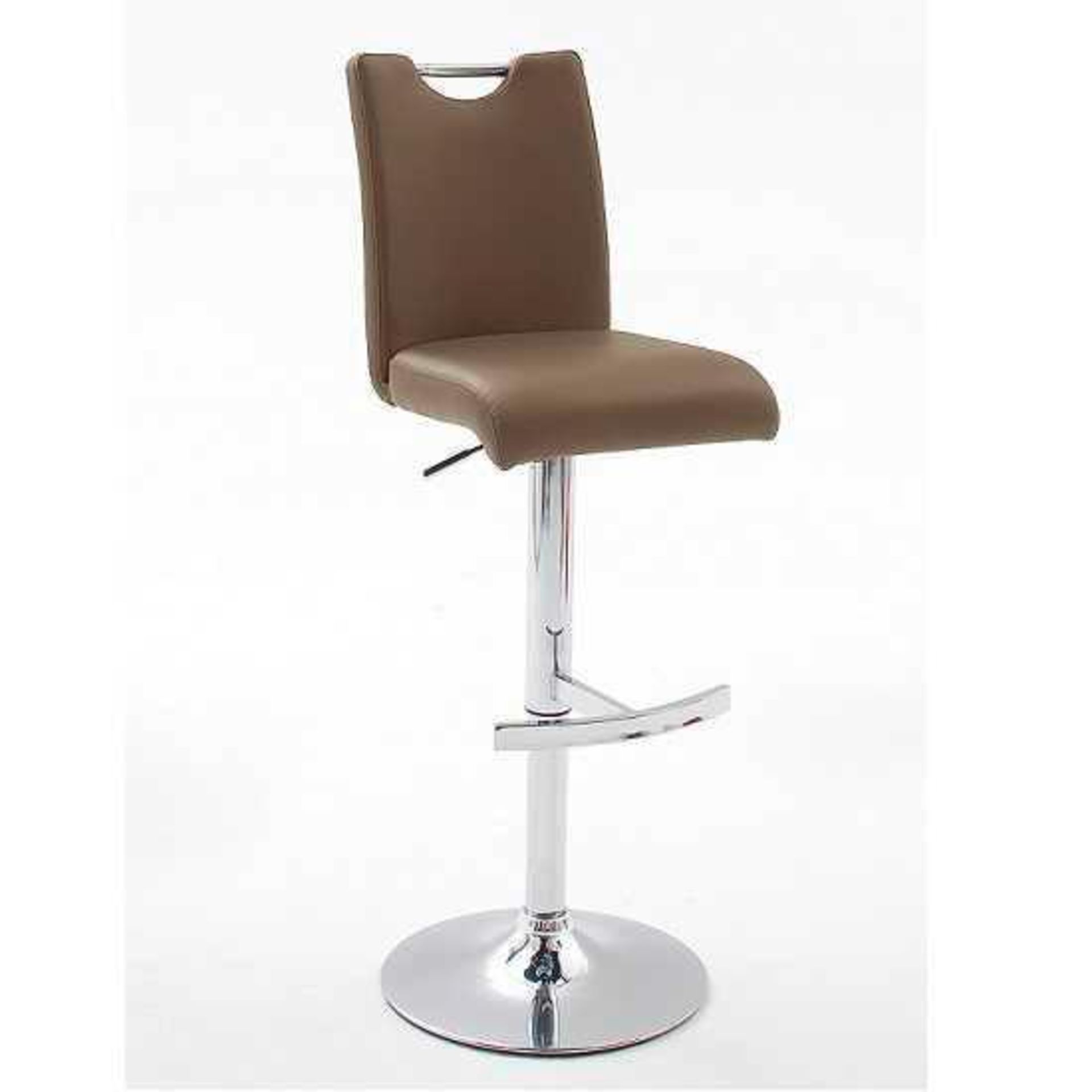 RRP £200 - Boxed 2 'Aachen' Barstools In Cappuccino Faux Leather With Chrome Base
