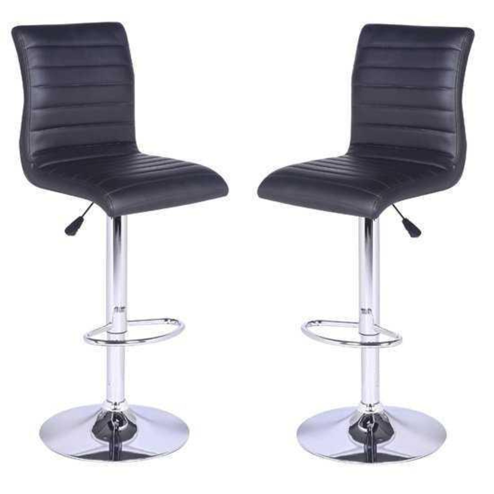 RRP £200 - 2 Boxed 'Cool' Barstools In Black Faux Leather With Chrome Base