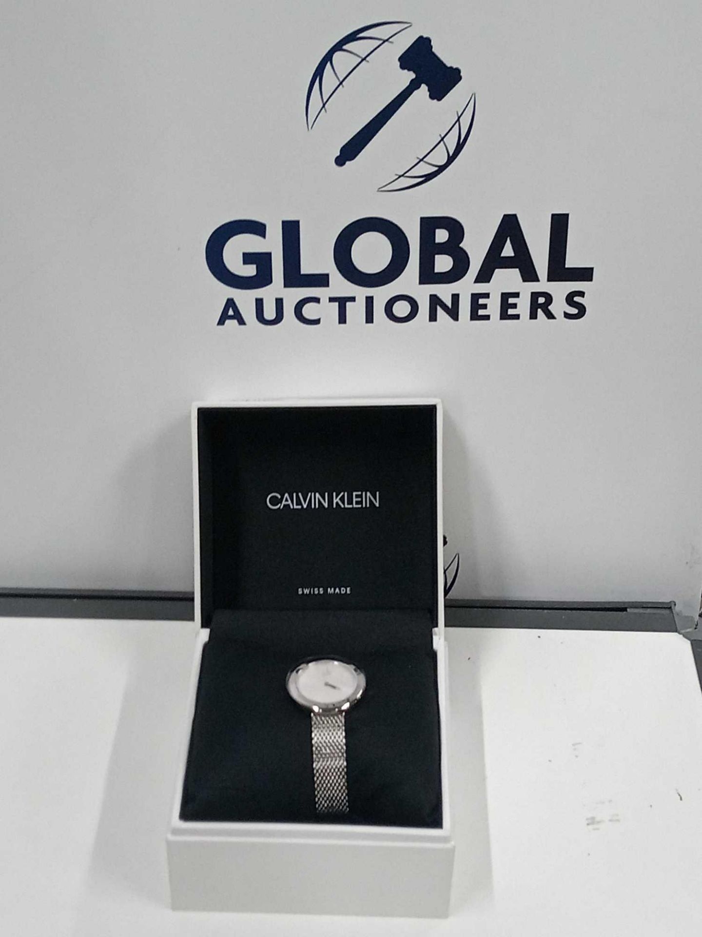 RRP £110 Boxed Calvin Klein Swiss Made Small Face Silver Mesh Watch - Image 2 of 4