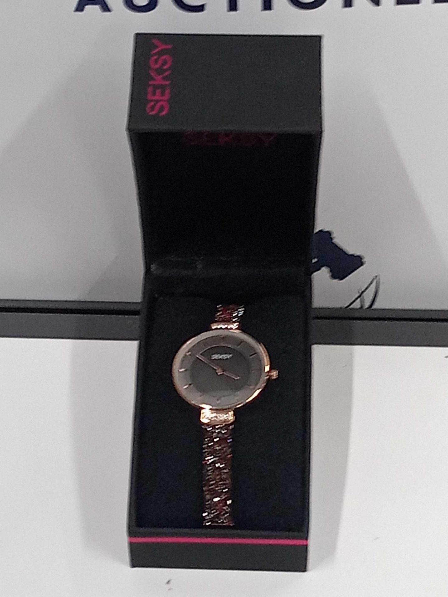 RRP £120 Boxed Seksy Crystal Rose Gold Womens Designer Watch - Image 2 of 2