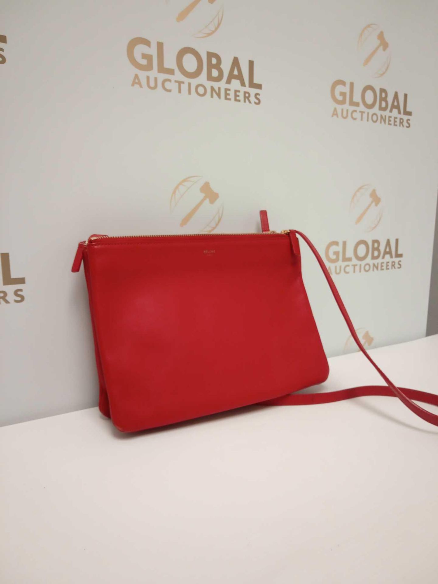 RRP £1060 Celine Trio Paris Calf Leather Red Bag Aan7447 , Grade A - Image 2 of 5