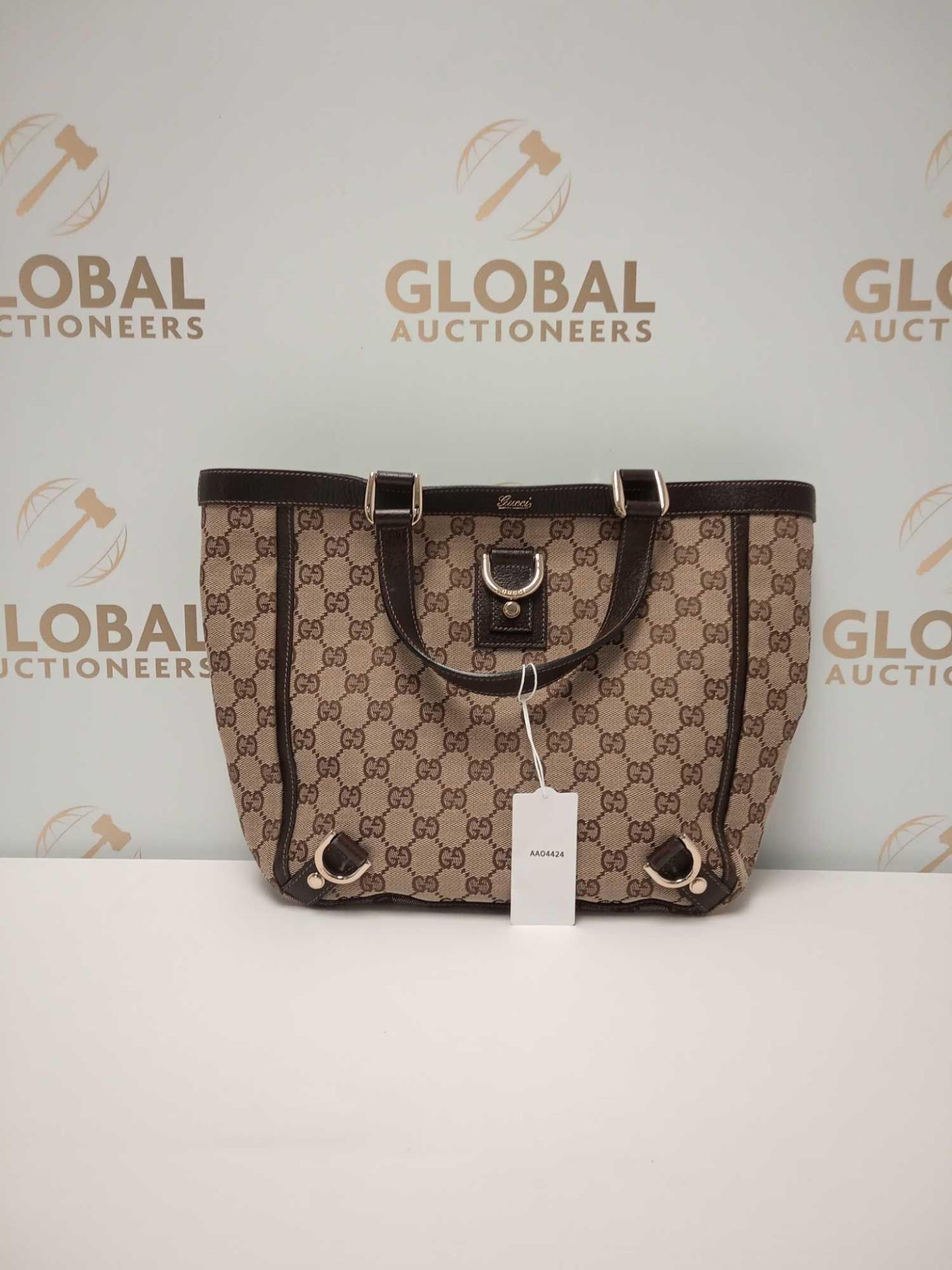 RRP £750 Gucci Brown Beige Monogrammed Abbey Shopper Shoulder Bag Aao442 , Grade A