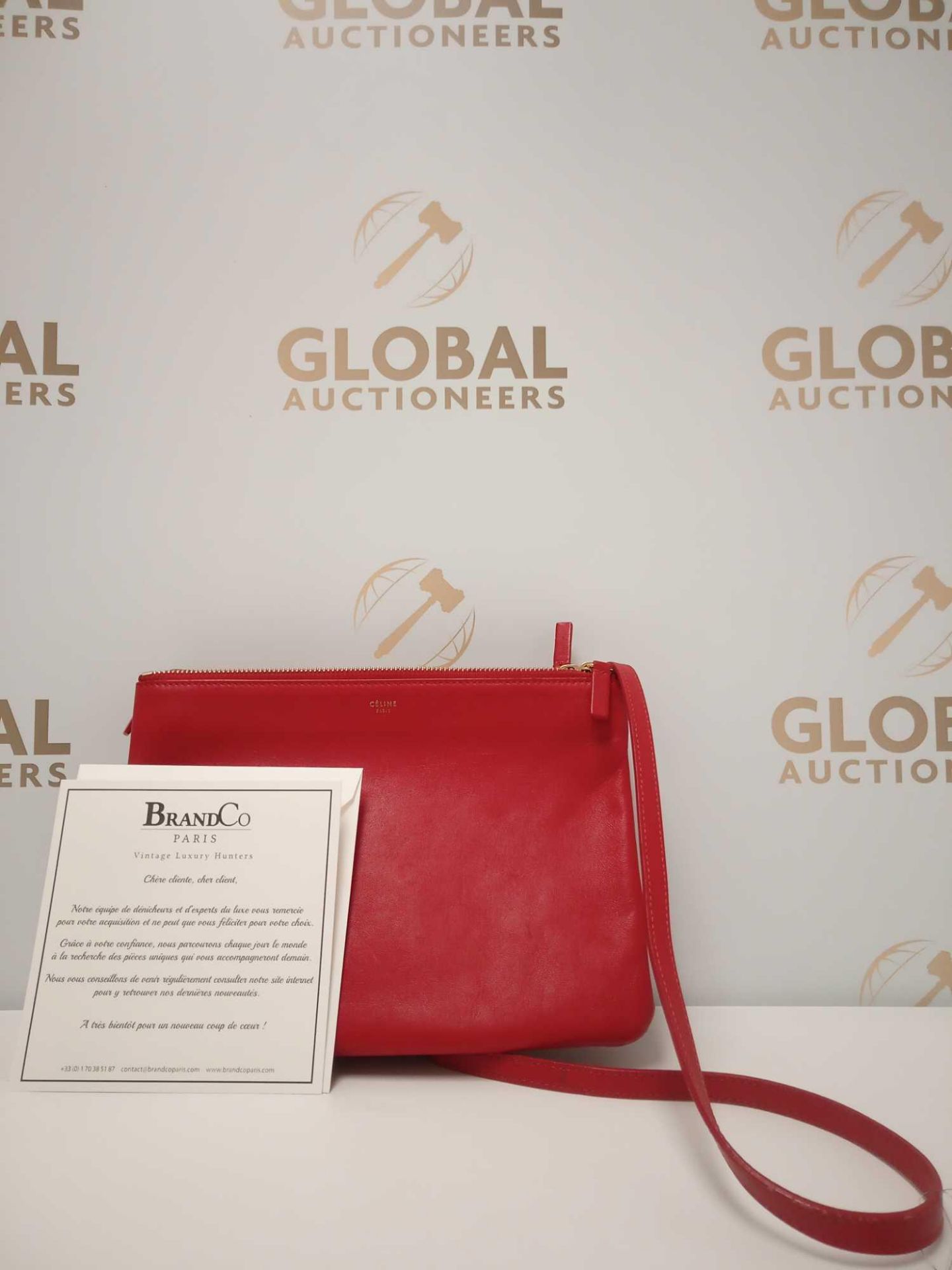 RRP £1060 Celine Trio Paris Calf Leather Red Bag Aan7447 , Grade A - Image 3 of 5