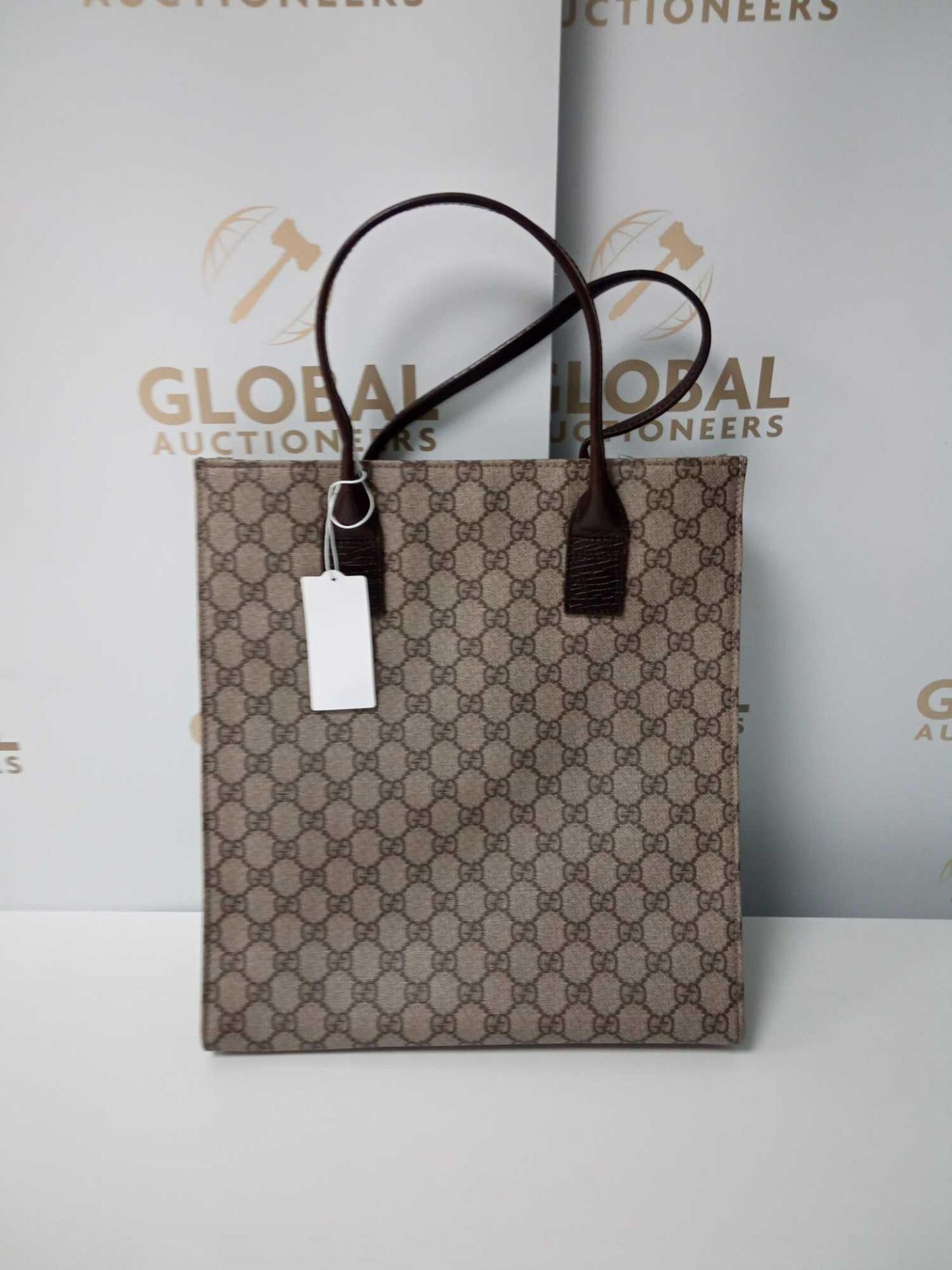 RRP £1000 Gucci Beige Brown Coated Canvas Supreme Coated Canvas Aapo111