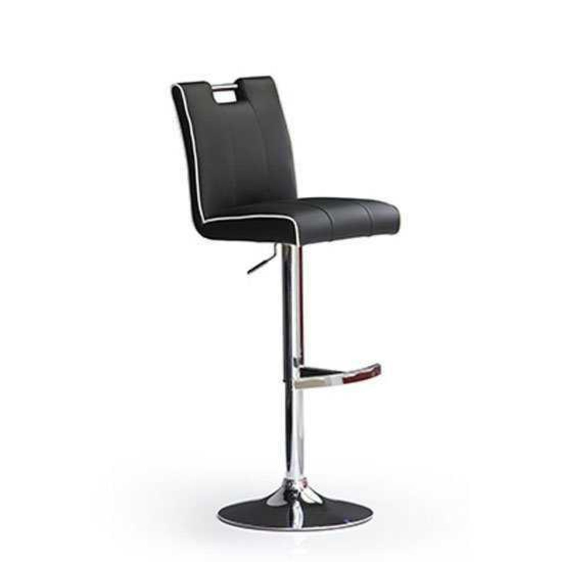 RRP £100 - Boxed 'Casta' Barstool In Black Faux Leather With Chrome Base