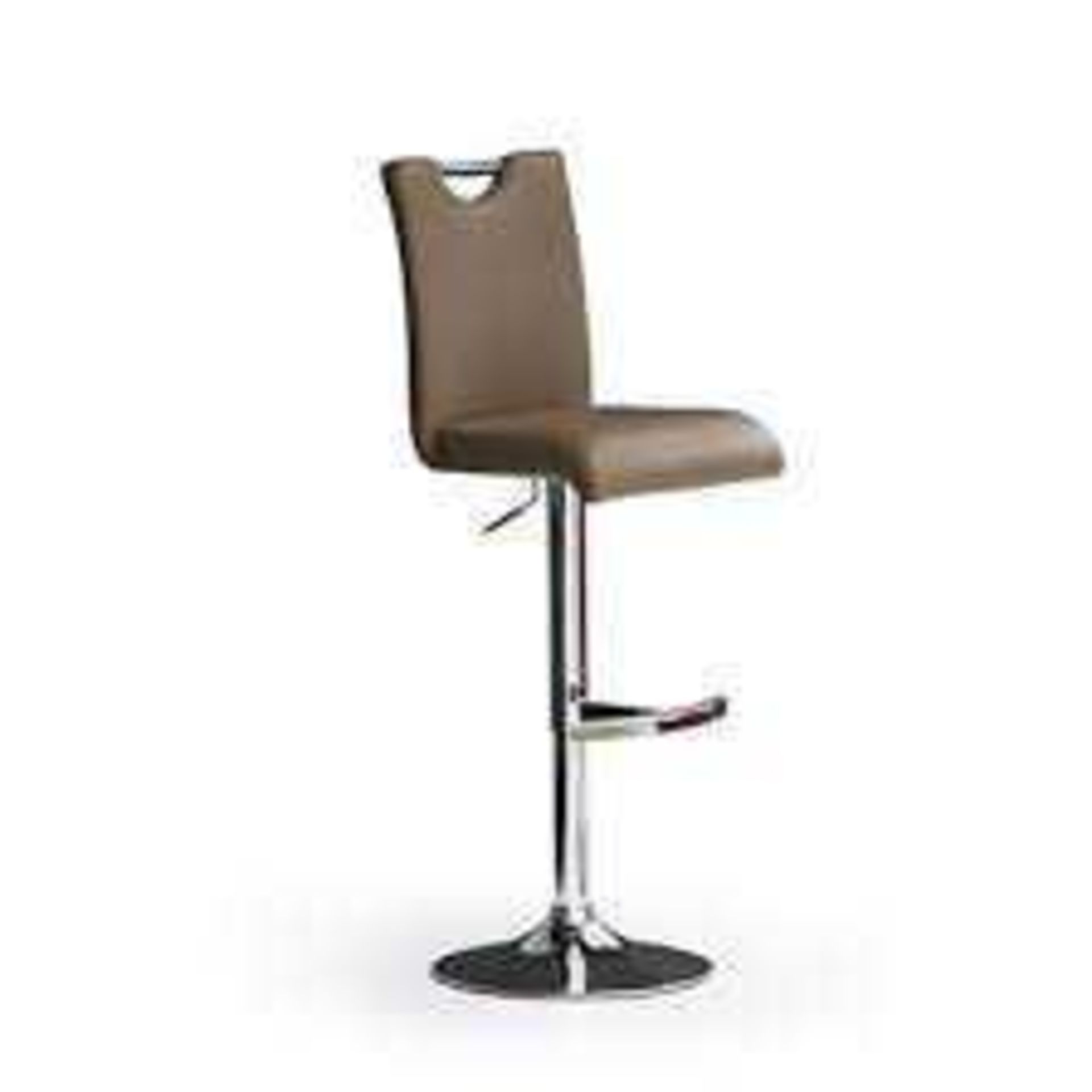 RRP £100 - Boxed 'Bardo' Barstool In Cappuccino Faux Leather With Chrome Base