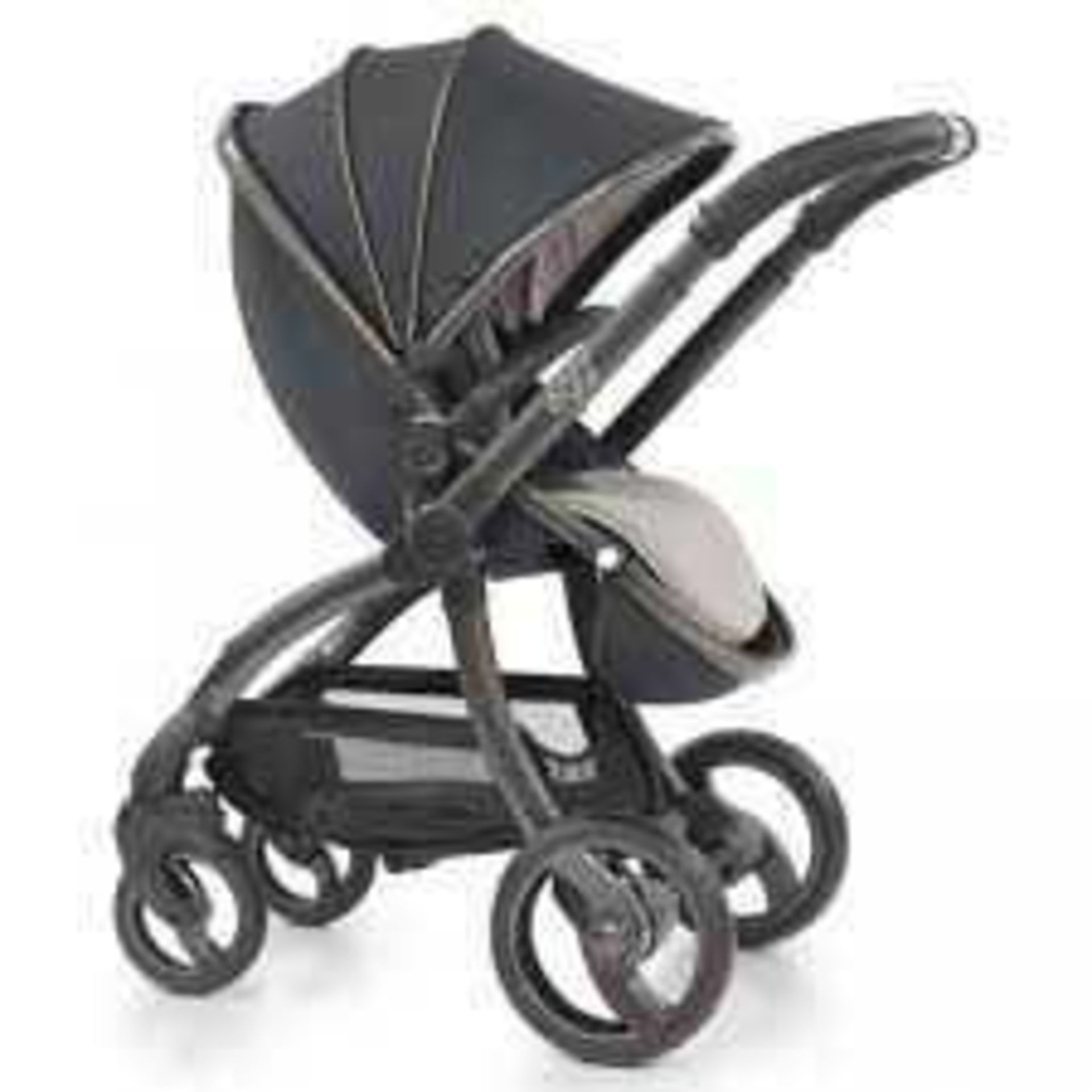 RRP £700 Lot To Contain Boxed Egg Stroller In Gunmetal Frame In Fabric Carbon Grey