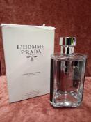 RRP £80 Boxed 100Ml Tester Bottle Of Prada L'Homme Eau De Toilette Spray