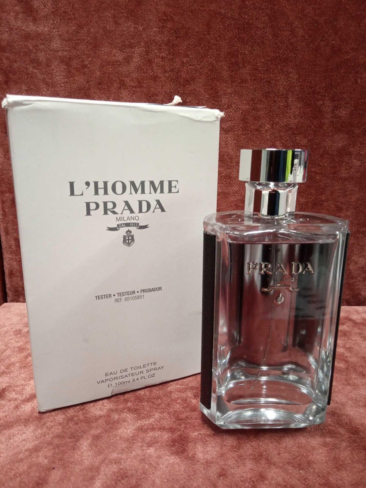 RRP £80 Boxed 100Ml Tester Bottle Of Prada L'Homme Eau De Toilette Spray