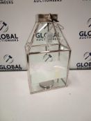 RRP £120 Lot To Contain 4 Brand New Boxed Debenhams Designer Silver Rectangle Glass Lanterns