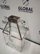 RRP £120 Lot To Contain 4 Brand New Boxed Debenhams Designer Silver Rectangle Glass Lantern (