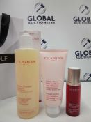 RRP £150 Gift Bag To Contain 3 Brand New Unused Testers Of Assorted Clarins Paris Beauty Products To