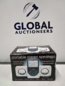 RRP £140 Lot To Contain 48 Brand New Boxed Portable Stereo Speakers For Ipod Mp3 Mp4 And Mobiles
