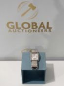 RRP £150 Unboxed Women's Designer Guess Mesh And Stainless Steel Silver Rectangular Face Wrist Watch