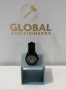 RRP £110 Unboxed Men's Black Fossil Rubber Strap Wrist Watch