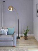 RRP £150 Boxed Hector Floor Lamp Metal Shade Matt Black / Brass Finish