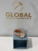 RRP £110 Unboxed Women's Designer Fossil Gold And Cream Genuine Leather Wrist Watch