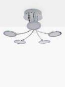 RRP £175 Lot To Contain Boxed John Lewis Malmo 5-Light Integrated Semi Flush In Polished Chrome Fini