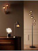 RRP £210 Boxed John Lewis Huxley Floor Lamp Brushed Brass Finish And Smoked Glass Shades