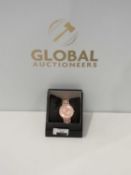 RRP £130 Boxed Designer Womens Rose Gold And Crystal Design Wrist Watch