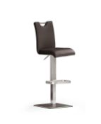 RRP £100 - Boxed 'Bardo' Barstool In Brown Faux Leather With Chrome Base (Appraisals Available On