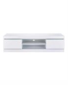 RRP £200 - New Boxed 'Shark-Media' Television Unit In White High Gloss