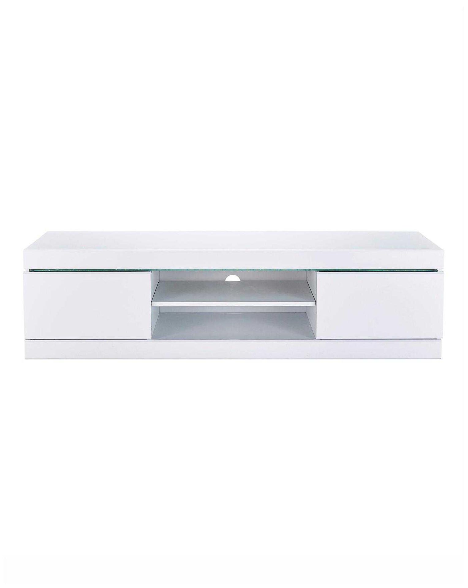 RRP £200 - New Boxed 'Shark-Media' Television Unit In White High Gloss